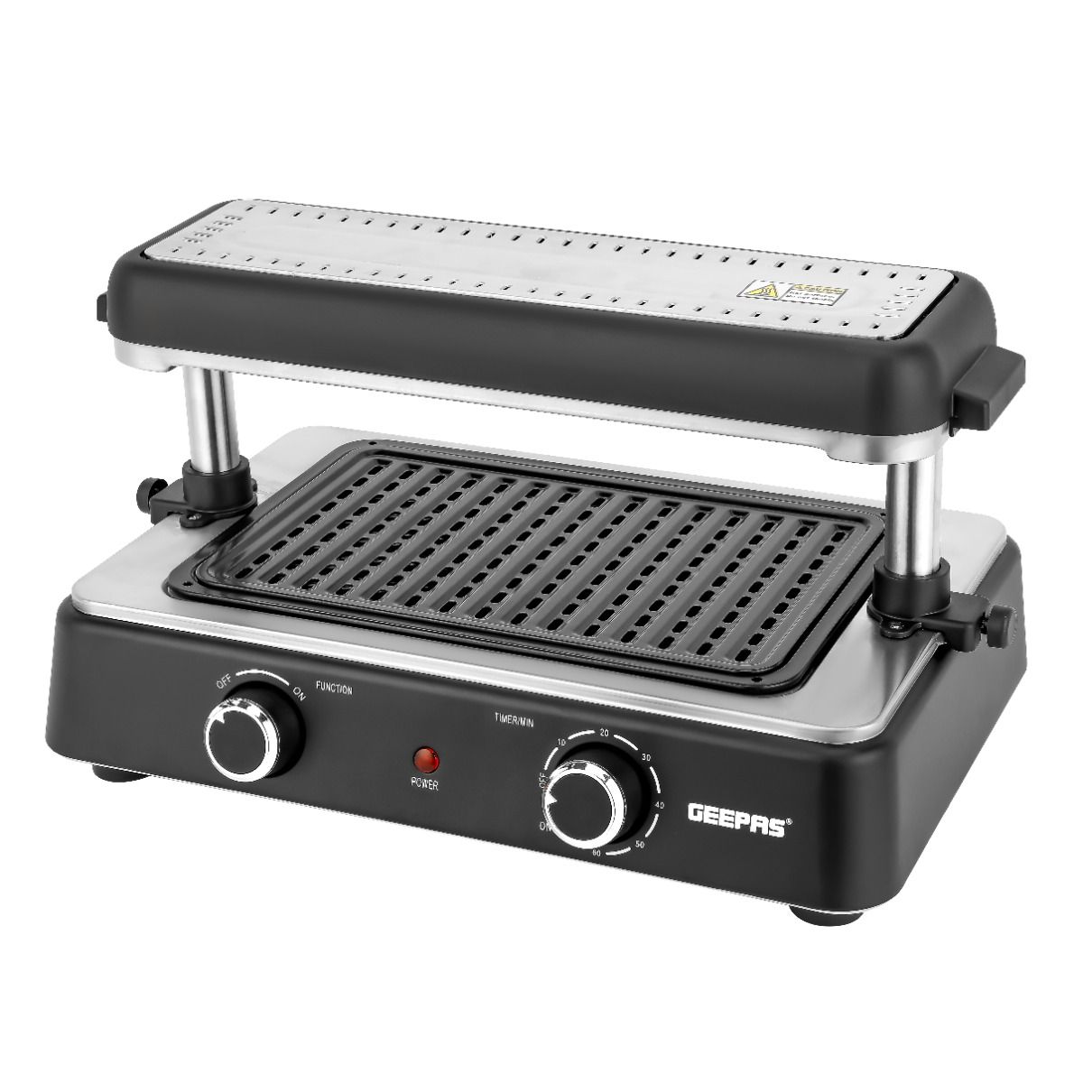 Geepas Fast Indoor Grill- GBG63060| With Drip Tray For Easy Cleaning, And Thermostat Control For Versatile Cooking| Perfect For Sizzling Steaks, Searing Vegetables, Toasting Breads And Buns, Etc.| Suitable For 2-4 Persons, Compact, With Patented Shifting