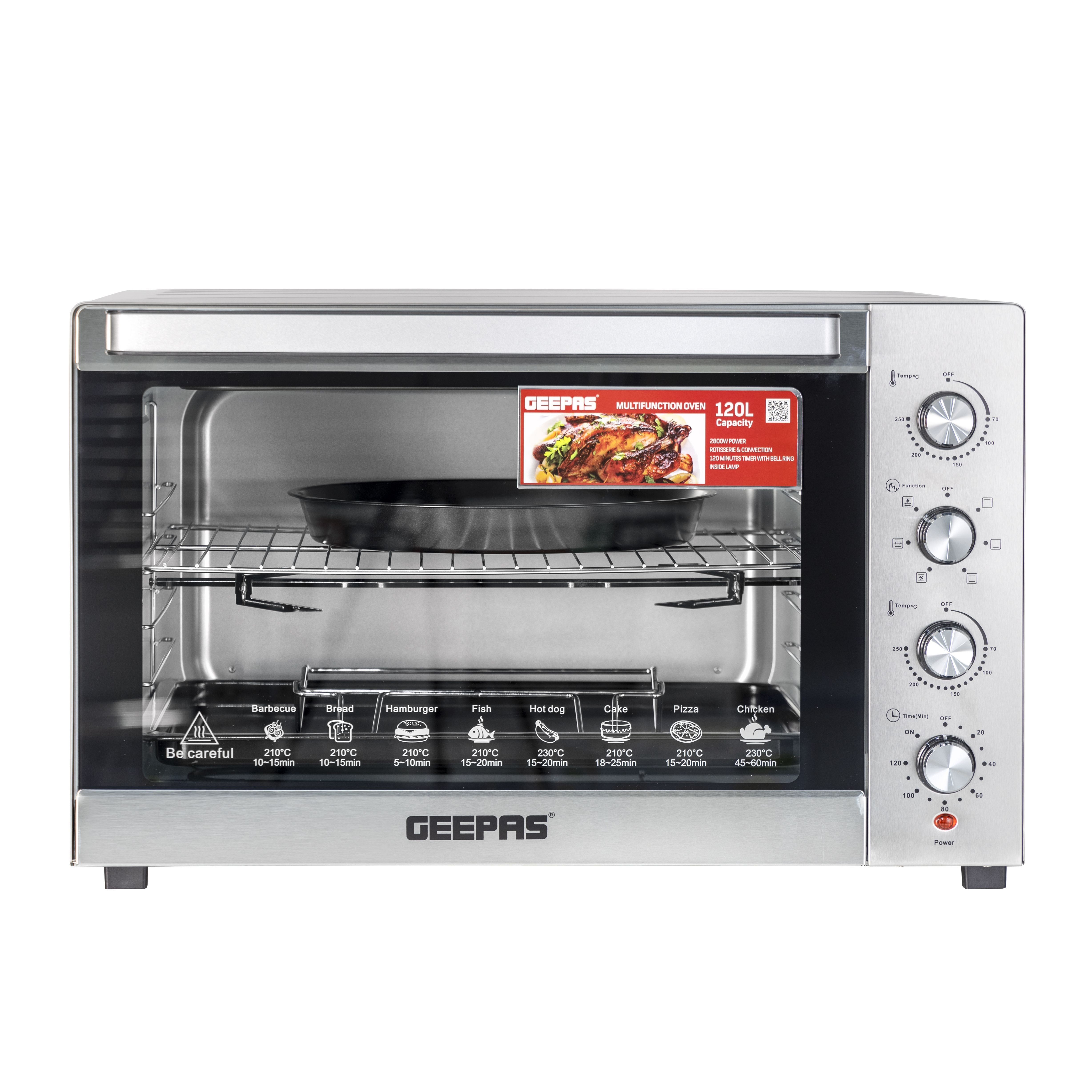 Geepas GO34057 Multi-Function Oven, Rotisserie & Convection Oven,v120L Oven With Inner Lamp