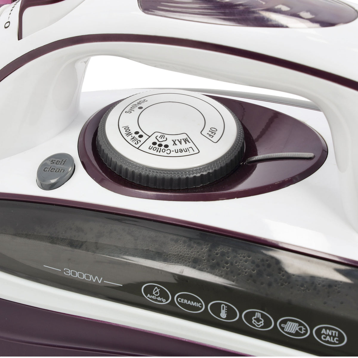Ceramic Steam Iron, Temperature Control, GSI24025 - Ceramic Sole Plate, Wet And Dry, Self-Cleaning Function, 3000W, Powerful Steam Burst, 400ml Water Tank