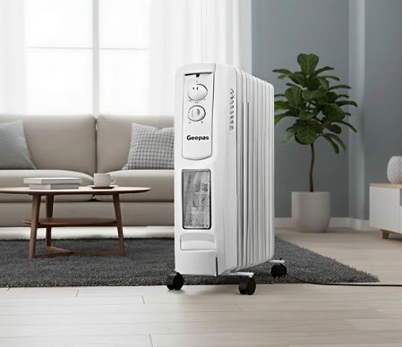 Geepas 9-Fin Portable Electric Oil-Filled Radiator Heater GRH91009P