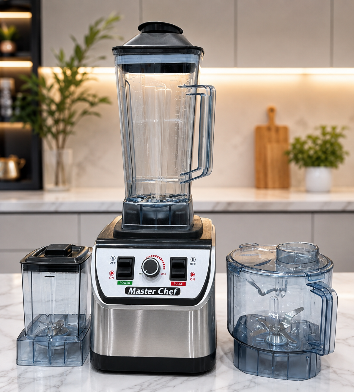 Master Chef 3-in-1 Commercial Blender 2L 1000W | Heavy Duty Blender, Grinder & Chopper