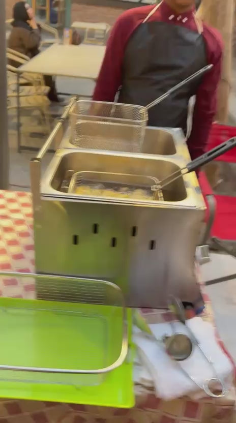 12L LPG Gas Deep Fryer ( 6+6 ) Dual Tanks Commercial Fry Baskets High Capacity Countertop Kitchen Stainless Steel Frying Machine