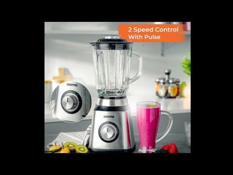 Geepas GSB44076UK 2-In-1 Blender With 1.5L Glass Jar, Smart Lock | 2 Speed With Pulse Function | Ideal For Smoothies, Vegetable, Fruits, Milkshakes, Ice & More | Thermostat And Safety Switch