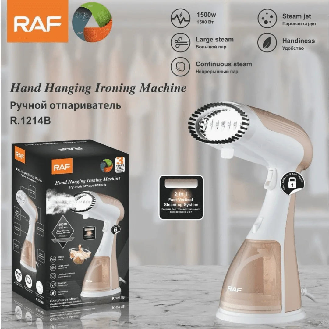 RAF Hand Hanging Ironing Machine 2 In 1 Garment Steamer 300ML R-1214P