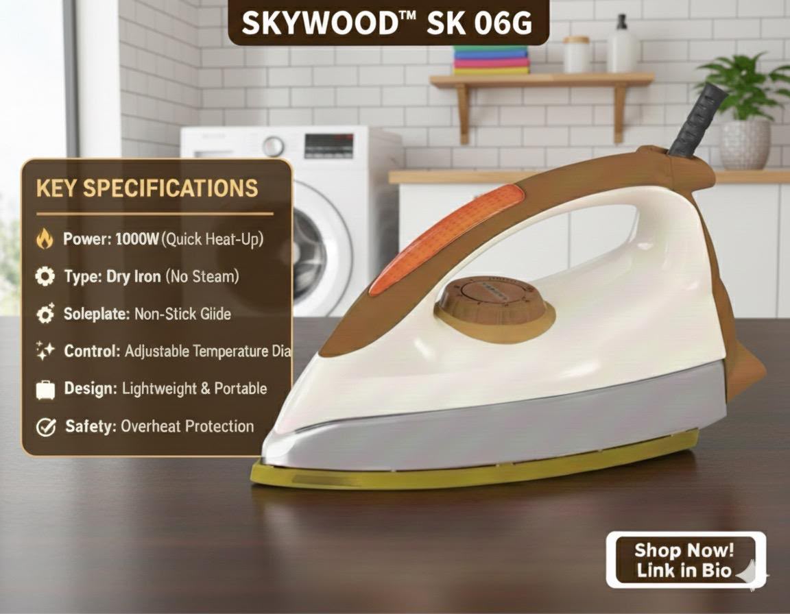 Skyiwood 1000W Dry Iron – Fast Heating Electric Iron Sk-06G