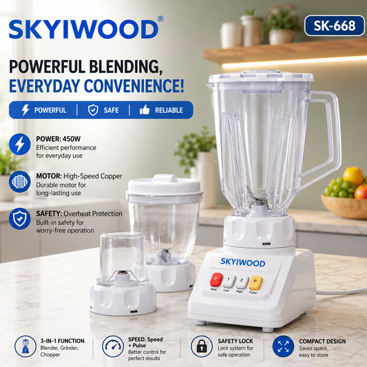 Skyiwood 450W 3 in 1 Blender – Powerful Kitchen Blender