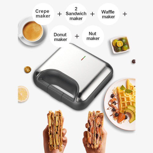 DSP KC1162 800W 7 in 1 Sandwich Maker Removeable Bakeware Non-stick Coating Heat Evenly Easy to Clean And Safe to Use