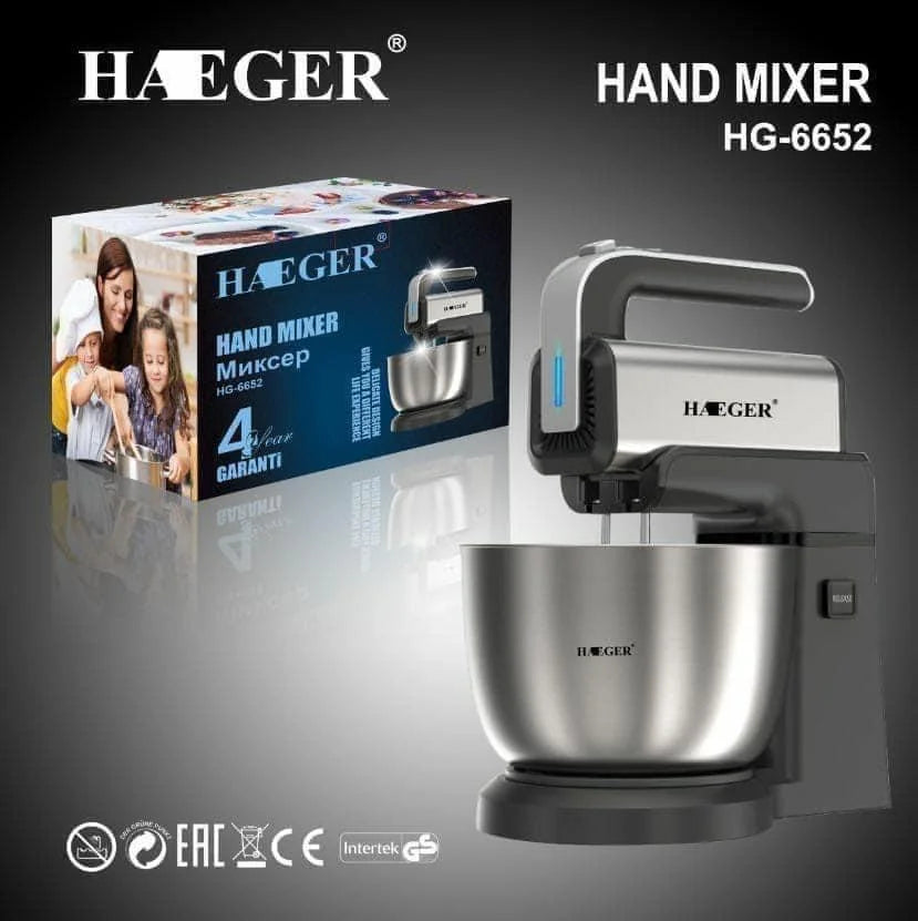 HAEGER Planetary Mixer Stand Mixer 2 in 1 Food Processors Hand Mixer Electric Mixer with Bowl Kitchen