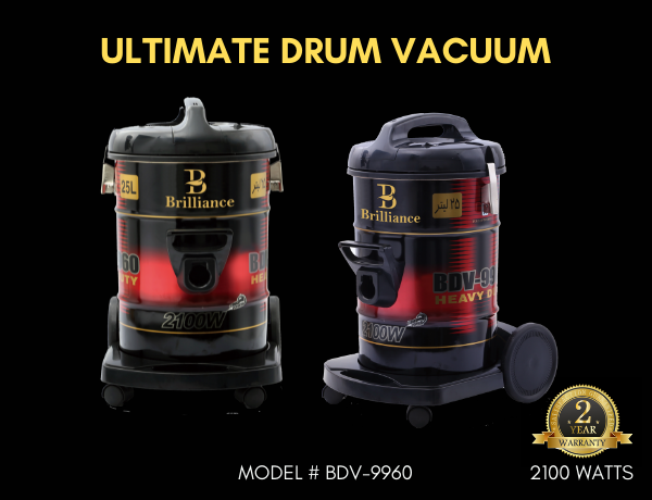 Brilliance  BDV-9960 Professional Drum Vacuum Cleaner 25 Liter