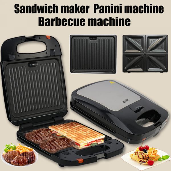 Professional 2 in 1 Multi Plates 4 Slices Electric Breakfast Panini Grill Sandwich Maker