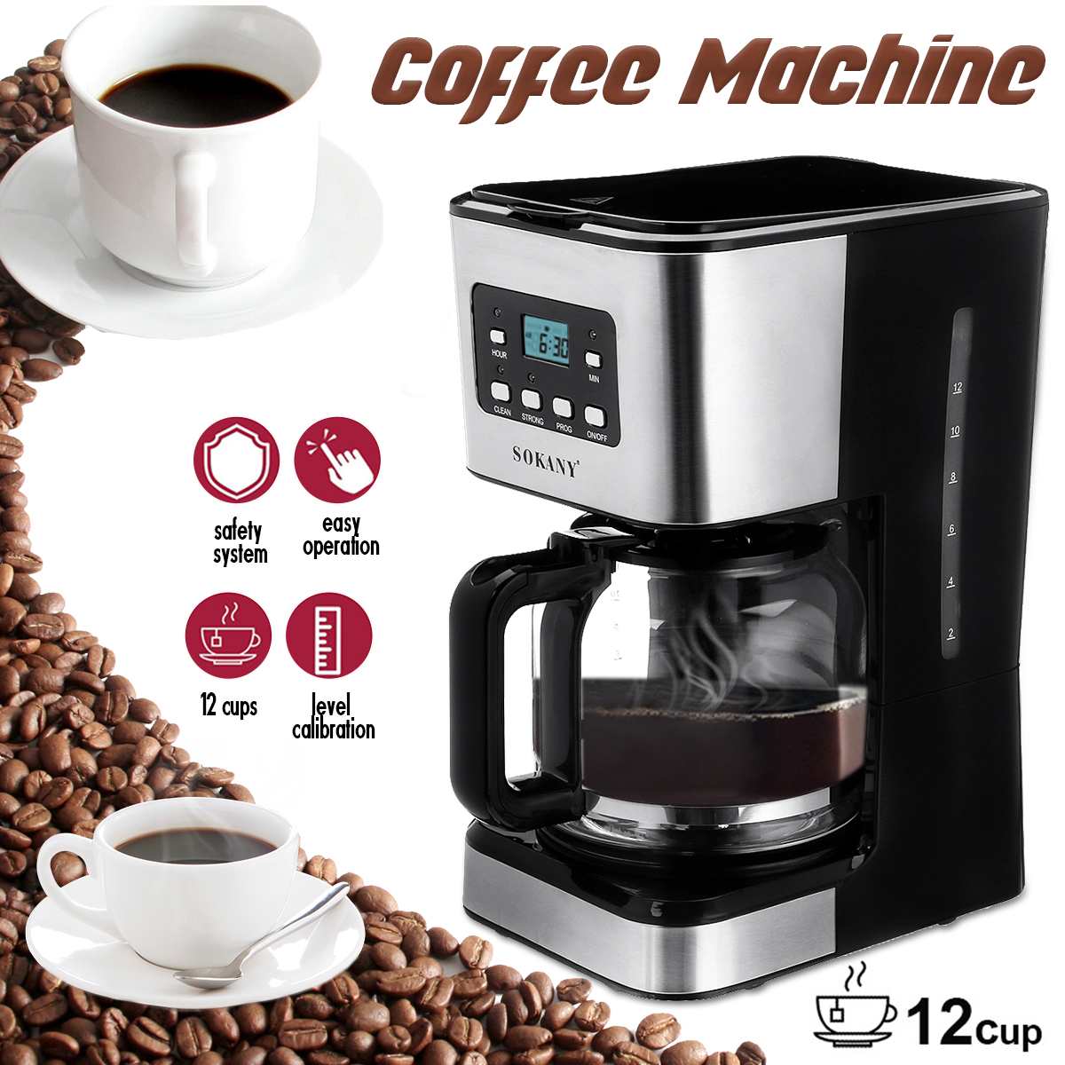 Sokany – CM-121E Semi-automatic Coffee Machine
