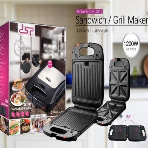 2 in 1 detachable plate 2 slice sandwich maker