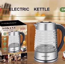 SOKANY SK-1027 2.2L Electric Kettle 2200W 220V Hot Water Kettle Electric Boiler Made of Glass & Stainless Steel, Large Capacity Water Boiler Heater