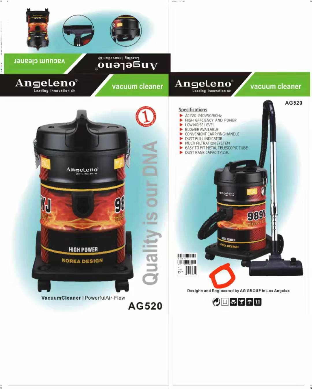 Angeleno AG 989YJ Vacuum Cleaner 23 Liter