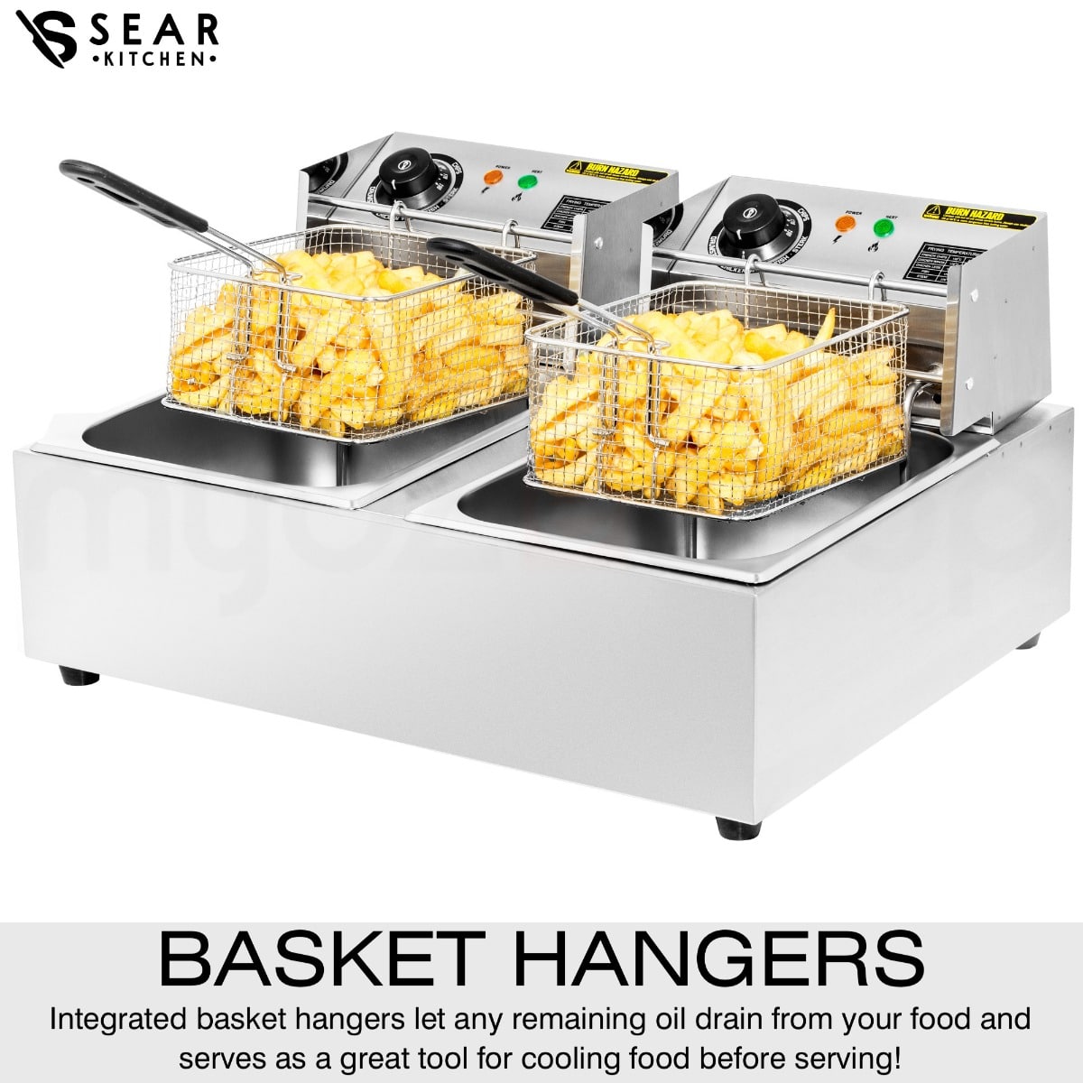 12 Liter Commercial Desk Top Electric Chip Deep Fryer with Double Baskets