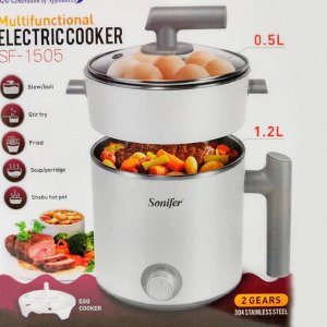 Sonifer Electric Cooker SF-1505 Mini Kitchen Appliances 1.2L Stainless Steel Cooker